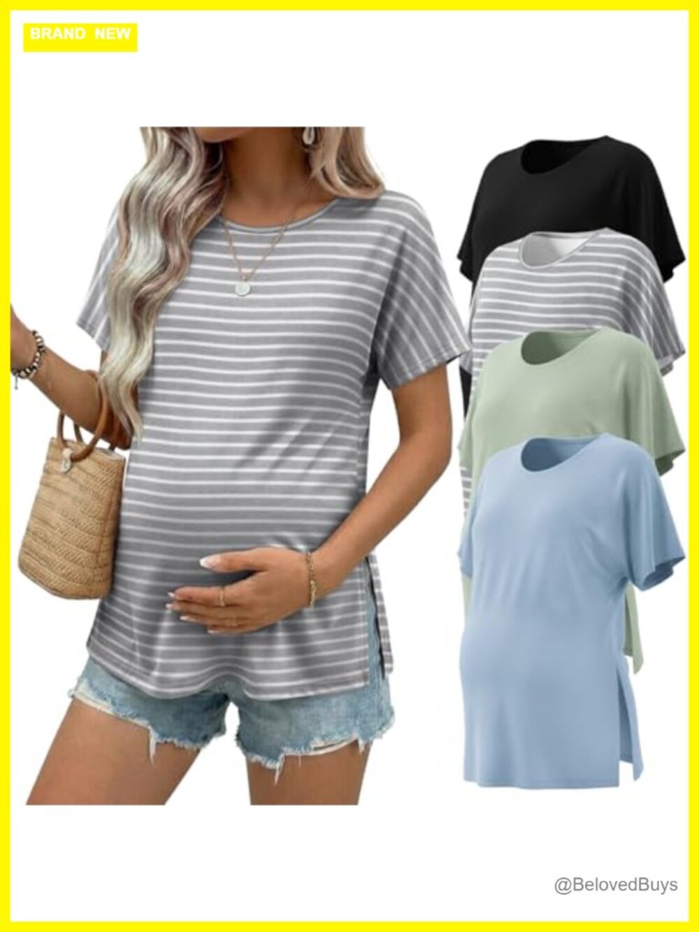 Maternity Shirts 4 Pack Short Sleeve Tunic Tops Casual Pregnancy Tees